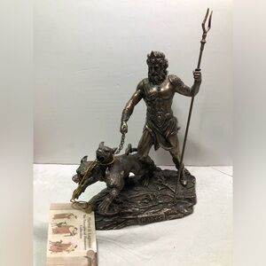 HADES & CERBERUS Greek Mythology God of the Underworld Statue Bronze Color